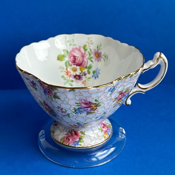 VTG Hammersley & Co England Teacup & Saucer 1940’s Pink Rose Floral CHINTZ 2348 - Picture 4 of 14